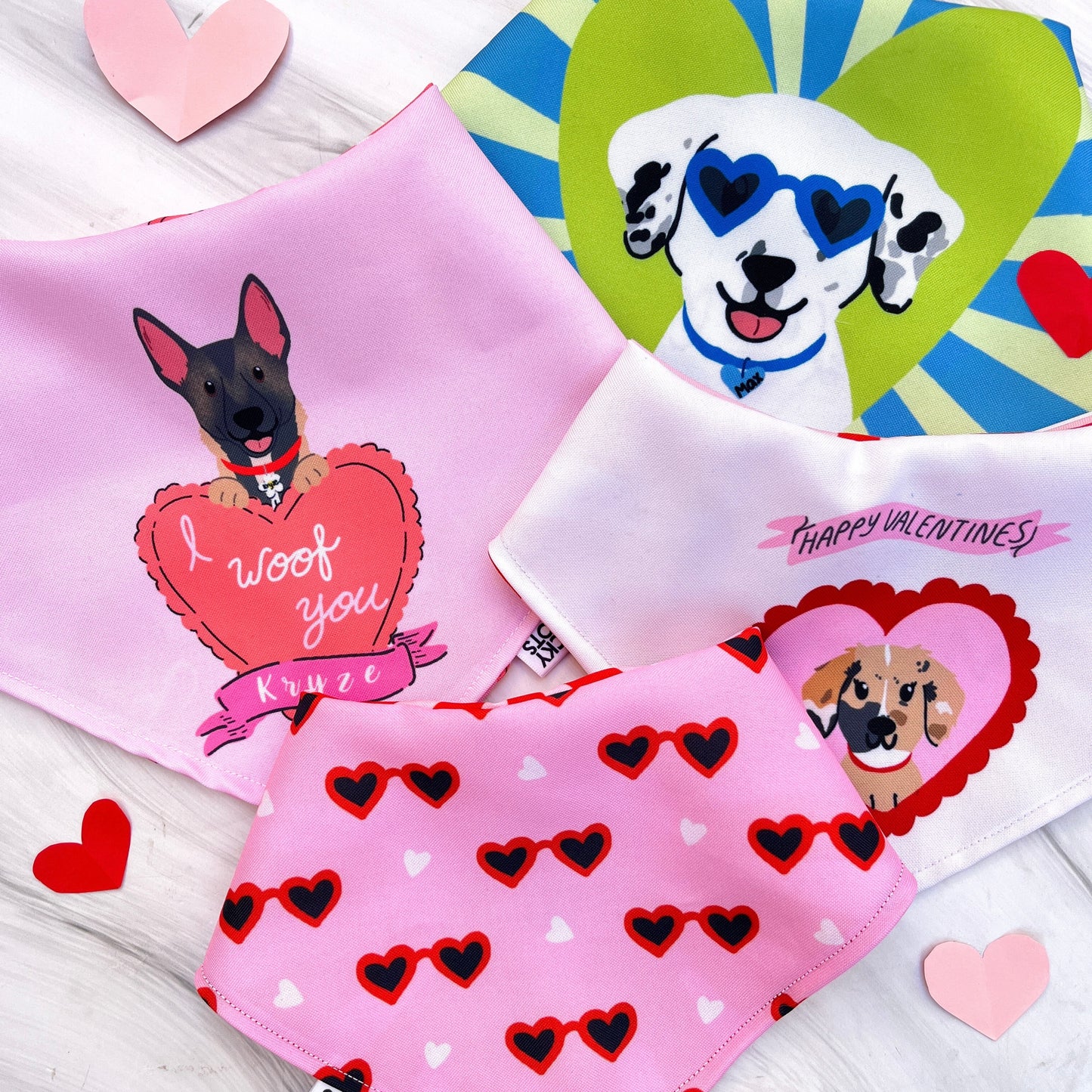 Bandanas doble vista "Valentines" ft Woof by Bonnie